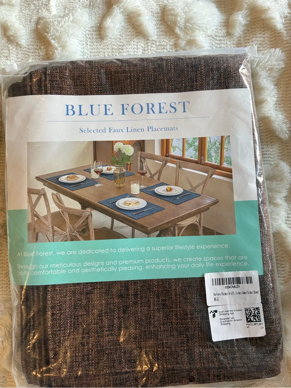 Blue Forest Faux Linen Placemat - Brown
